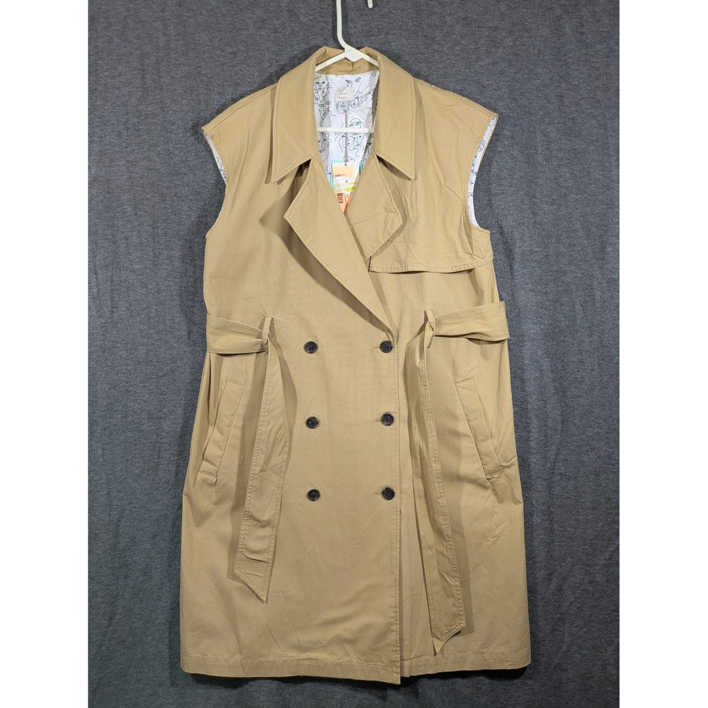 A New Day Women's Beige Tan Sleeveless Trench‎ coat Safari Dress Size M NWT